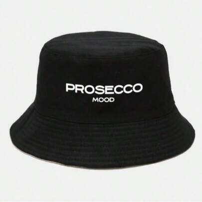 1pc Men's PROSECCO MOOD Printed Bucket Hat Unisex, Breathable &, Adjustable Foldable Bucket Hat For Outdoor & Travel Great Gift