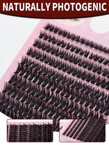 280 PCS , 60D Anime-Style Eyelash Clusters, C/D Type Curled And Mixed, 8-16 Mm Fine And Natural Lashes, DIY Cluster Pack, Individual False Eyelashes, Easy To Wear, Suitable For Everyday Makeup. Eyelashes, Cluster Lashes, Individual Lashes, Lashes, False Lashes. - View 5