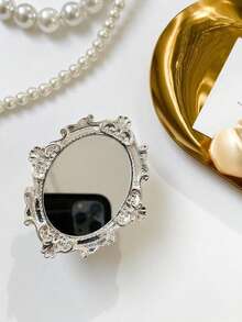 复古图案镜面创意手机气垫支架，可折叠粘胶桌面圆形镜面支架，完美手机礼物，万圣节礼物，圣诞节礼物，适用于、安卓手机，生日礼物，送给家人和朋友的礼物，滑动式手机支架，手机配件 - 多色 - 查看 8