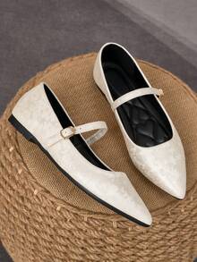 女士尖头拼接低帮平底休闲鞋，紫色，适合秋季及所有季节 - 白色 - 查看 3