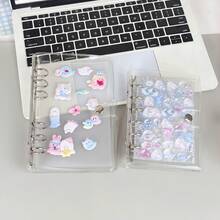 1 cuốn sổ tay bìa trong suốt hình ngôi sao lấp lánh cỡ A7 A6 M5, sổ tay bìa in laser ba chiều, giấy lót trong suốt, giấy thay thế chất liệu PP, sổ dán trong suốt PET, bộ sổ tay, bộ vở, sổ dán trong suốt. - Nhiều màu - Xem 10