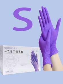 50只/100只装一次性丁腈手套，紫色加厚手套，接触手套，防水耐磨手套，适用于家庭和餐饮业，耐油手套，适用于染色和纹身 - 紫色 - 查看 15