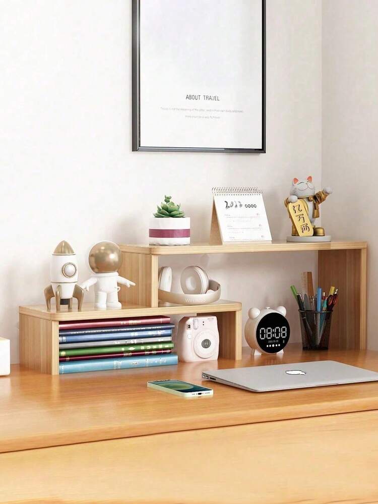 1 pieza Organizador de escritorio expandible de varios niveles con estante de almacenamiento funcional pequeño y estante alto - Multicolor - Añade 11