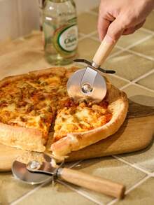 Stainless Steel Pizza Cutter Solid Wood Handle, Baking Tool For Home Kitchen Homestay Bakery, New Year Mother's Day Thanksgiving Graduation Gift,Kitchen Accessories, Baking Tools, Kitchen Utensils, Home & Living, Holiday Gifts - Pizza Tools - View 3