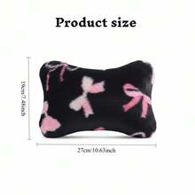 1pc Plush Black Base Pink Bow Car Headrest Pillow, Soft & Comfortable, Provides Neck Support, All Season Use, Perfect Gift, Women's Car Interior Accessory - Plush Black and Pink Bow - View 7