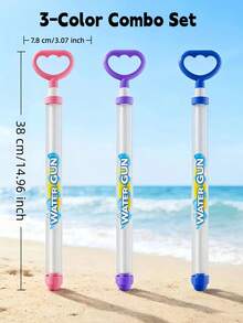 3 piezas Juguetes de pistola de agua con forma de fuegos artificiales de alta presión y de extracción, juguetes de pistola de agua portátiles adecuados para parejas y niños para usar en la piscina, la playa, el patio trasero y otras actividades acuáticas al aire libre en verano - Multicolor - Ver 12