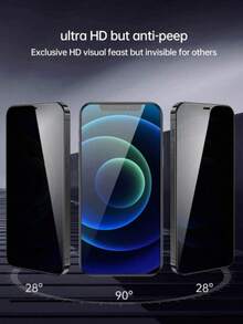 极简隐私防窥屏保3片装,兼容 17e/17 Pro Max/17 Air/16 Pro Max/16e/16 Plus/15 Pro Max/14/13/12/11 Pro Max/X/XR/XS Max系列,防指纹,9H硬度,防震,完美贴合,兼容手机壳,高透明度,光学级高清防眩光涂层,全面保护,防震保护壳,表面光滑,强力粘合,适合智能手机用户、科技爱好者,春季生日礼物 - 黑色 - 查看 4