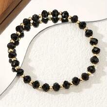 Handmade Boho Style Black Faux Crystal Adjustable Bracelet, Representing Protection And Courage, Perfect Jewelry For Daily Wear And Gift Giving - Multicolor - View 3