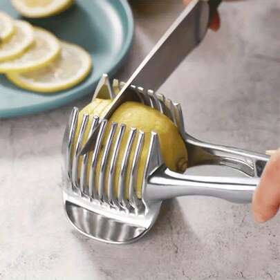 1 Piece Handheld Portable Size Premium Alloy Material Manual Fruit & Vegetable Slicer Modern Minimalist Design Uniform Cutting Structure Comfortable Grip & Easy Operation One-Press Forming, Non-Stick Blade Lemon & Tomato Dividing Tool Ideal For Home Cooking, Salad Preparation, Beverage Garnishing, Breakfast Prep, Fruit & Vegetable Handling, Multi-Functional Kitchen Gadget, Restaurant Plating