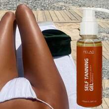 MELAO 自助美黑凝胶，蕴含玻尿酸和维生素 C，打造自然渐变美黑效果，保湿亮泽，适用于面部和身体，无痕自然古铜色，100毫升/3.38液盎司 - 100ML - 查看 2