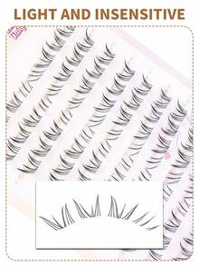 80pcs C Curl Lower Lashes, Soft Natural Looking Lower Eyelashes For Beginners, Voluminous Curled, Versatile Sweet & Edgy Lower Lashes With Strong Vividness, Cute Fresh Cartoon Series Segmented Bottom False Eyelashes - C - View 4