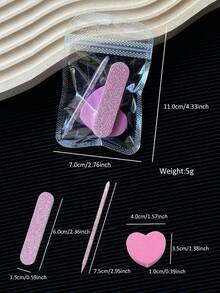 3pcs/Set Red & Pink Holiday Nail File Buffers, Nail Sanding Blocks, Nail Buffers, Nail Care Tools Kit For Valentine's Day & New Year, Nail Art Supplies - Multicolor - View 6