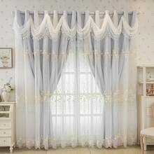 1pc European Style Dreamy Living Room/Balcony Sunshade Curtain, Bedroom Thickened Ruffle Sheer Curtain, Integrated Luxury European Style Window Curtain Fabric, 100% Blackout - White - View 10