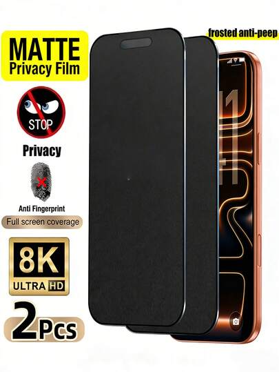 kamyuurs NNBILI 2片装隐私防窥磨砂手机屏幕保护膜，兼容 17 Pro Max，采用防窥技术，全覆盖，兼容多种机型，包括17、16、15、14、13、12、11 Pro Max Plus、17e、16e、X、XS、XS Max系列，手机钢化玻璃屏幕保护膜