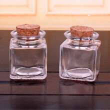 1/2/4/6/8/10个装 50毫升迷你方形玻璃瓶,配木塞 - DIY工艺收纳容器,透明玻璃瓶配木塞,可用于装香料,小型玻璃瓶配木塞,可用于婚礼装饰,小型玻璃瓶配木塞,可用于派对回礼,许愿瓶,装饰性DIY艺术瓶,工艺瓶和厨房调料罐 - 彩色 - 查看 9