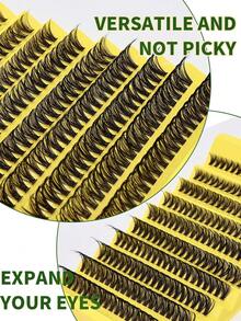 200Pcs D Curl Individual Cluster Lashes 8-16mm Segmented Individual False Eyelashes DIY Spikes Individual Eyelash Extensions - D - View 2