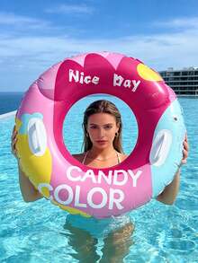 2pcs/1set 120cm Fashionable PVC Inflatable Swim Ring, Durable Adult Swim Ring, Summer Beach Pool Party Vacation Water Leisure Supplies - Multicolor - View 8