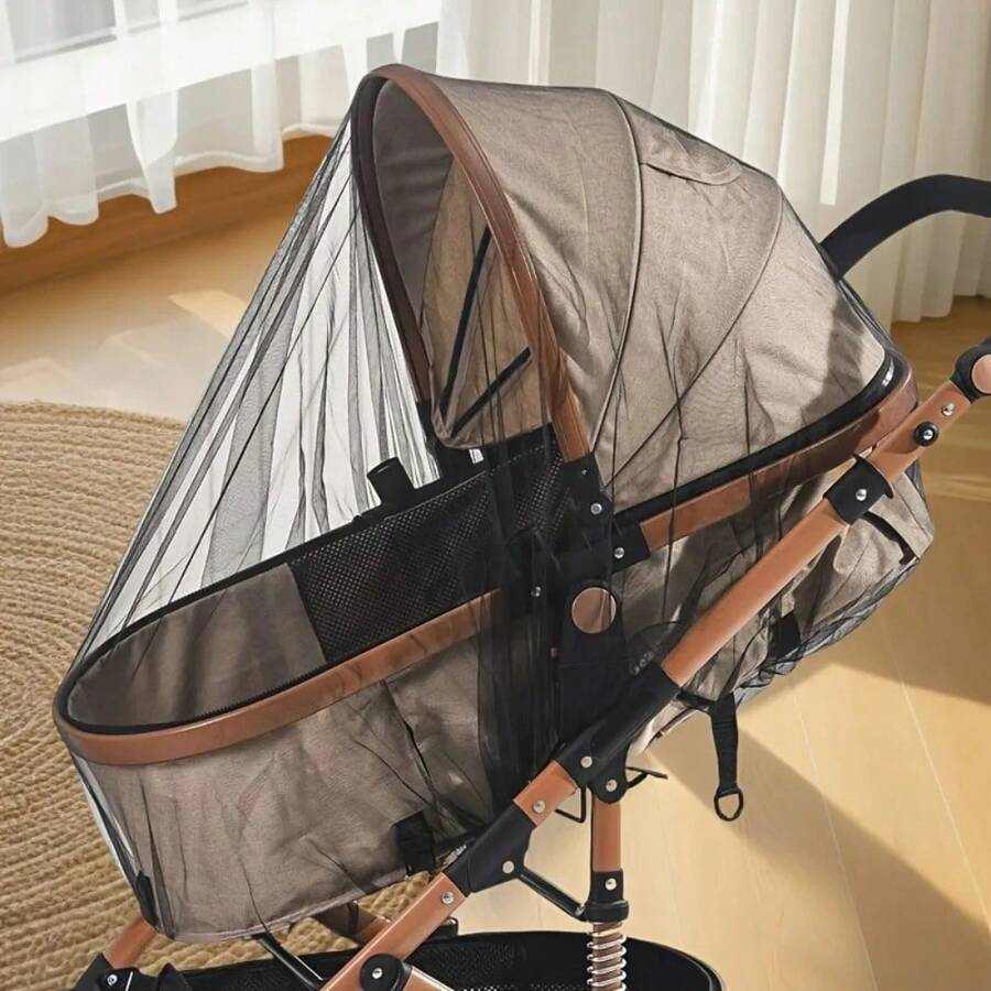Mosquitera para cochecito: cobertura total, con malla densa para una protección mejorada insectos, equipo exterior antimosquitos para cochecito de poliéster - Negro - Ver 1