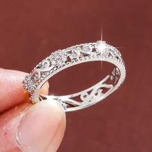 1枚优雅花卉设计立方氧化锆镶嵌女式戒指 - 彩色 - 查看 9