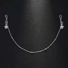 女士锆石假乳环身体链，精致水滴珍珠吊坠，无需穿孔，可调节身体链，身体饰品 - 銀色 - 查看 11