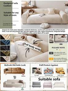 1件波西米亚风格几何图案沙发套，弹性可伸缩全包式沙发套，现代简约设计，采用柔软面料制成。另附复古农舍风格沙发靠垫和宠物抓垫。适用于卧室、餐厅、书房和客厅沙发，兼具装饰性和保护性。 - 米色 - 查看 5