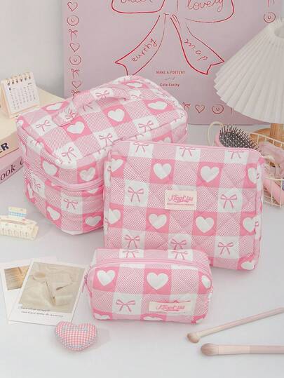 1Pc/Set Cute Women's Cosmetic Bag,Makeup Bag Makeup Pouch Skincare Bag Toiletry Bag Packing Cubes,Travel Essential,Cruise Essentials,Dorm Essentials,Wedding Bridesmaid Gifts, Mom Gifts,Birthday Gifts,Gifts For Friends And Teachers Home Decor,Room Decor,Jewelry Organizer,Lipstick Organizer Make Up Bag Gifts For Women Travel Essential,Makeup Organizer,Brush Holder,Mini Pouch,Large Capacity Pouch,Gifts For Women,Valentine's Gift