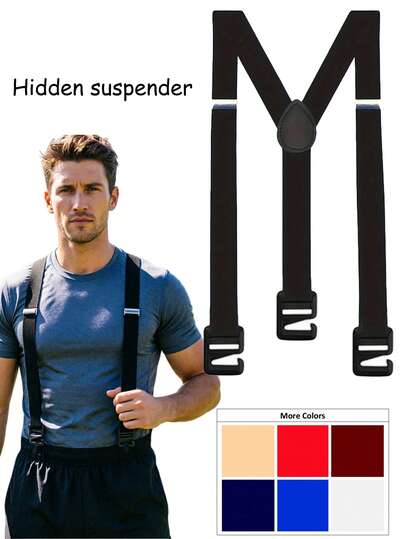 1pc Men's Invisible Suspenders, Solid Color Hook-Style Suspenders Suitable For Hiking And Mountaineering