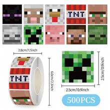 1 Set/500pcs Minecraft Themed Stickers, Fun Abstract Handbook Materials, DIY Decorative Stickers, Sealing Stickers - Minecraft Stickers - View 6