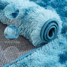 Trendcylala Soft Modern Indoor Large Shaggy Area Rug, Plush, Non-Slip, Not Easy To Shed Hair, Home Decorative, Suitable For Bedroom, Living Room, Dining Room, Dorm, Accent Floor Carpet ,Room Decor, Tie-Dye Peacock Blue - 紮染孔雀藍 - 查看 9