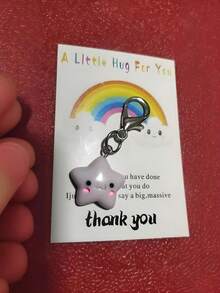 1/2/5个可爱笑脸、彩虹、星星钥匙扣，附赠“拥抱，谢谢”贺卡，适合作为圣诞节、感恩节、母亲节、新年礼物，送给女性、女朋友、返校季、教师节等派对礼物。 - 黃色 - 查看 12