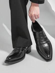 2026 Nuove scarpe derby a punta per uomo, primavera, scarpe casual eleganti con pieghe versatili, stile britannico slip-on loafer, alla moda per discoteca, parrucchiere, giovani uomini - nero - Visualizzare 8