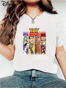 Disney Toy Story Printed Women'S Casual Wear, Stylish Short-Sleeve T-Shirt, Suitable For Spring And Summer Women'S Clothing - trắng - Xem 2