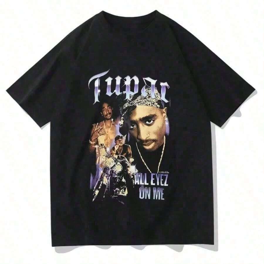 Graphic Hoodies-Shirt Classic Vintage Streetwear Rapper Tupacs Hop-Shirt Women Graphic Print Y2K Men Shirt Tops Unisex Harajuku Casual Oversized Tees Y2K,Oversize Plus Size Men's S To 5XL,Summer Tee - 白色 - 查看 1