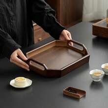 This Luxury Tea Tray, Fruit Tray, Octagonal Handled Tray, Snack Plate, Dining Plate, Cup Storage Plate, Dessert And Cake Plate Is Very Suitable For Home, Restaurant, Hotel, Wedding Party, Event Party And Daily Life Use. - Brown - View 7