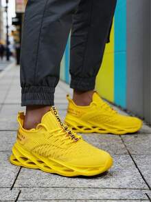 Men's Fashion Yellow Sport Shoes Modern Design EVA Midsole Lightweight Sneakers For Streetwear And Active Lifestyle - 黃色 - 查看 3