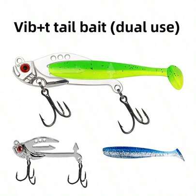 32pcs Fishing Tackle Set, VIB + Soft Bait T-Tail Lures For Fishing