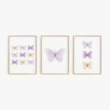 1幅防水帆布墙画，适合儿童房装饰、婴儿房、水彩蝴蝶图案、女孩卧室、紫色蝴蝶、婴儿用品 - 非常适合儿童房装饰、日托中心装饰、幼儿园装饰、男孩房装饰、女孩卧室装饰、婴儿房装饰 - 彩色 - 查看 6