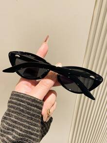 1pc Y2K Style Square Frame Fashion Glasses, Cute Daily Wear Retro Beach Fashion Unisex - Black - View 3