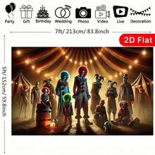 1pc 2D Flat Creepy Circus Party Horror Decorations With Menacing Clowns Balloon & Striped Jackets Heavy Duty Birthday Wedding Photo Booth Inspired Horror Theme P Cloth - 多色 - 查看 5