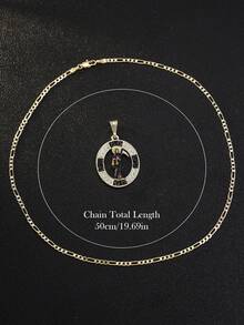 1pc 14K Gold High Quality Death God Pendant Necklace Religious With Rhinestone Inlay For Men Daily Wear,Gift Or Party,Party, Prayer,Easter - Black and Gold - View 5