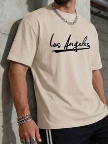 GRDR 男士复古圆领印花短袖T恤 - 杏色 - 查看 3