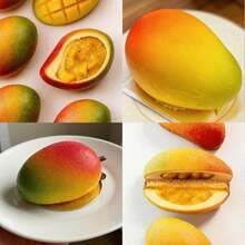 1 pieza Molde de pastel con forma de mango 3D - Molde de silicona de 4 cavidades para pudín de fruta, mango, pastel, helado, mousse y decoración de pasteles, molde de pastel flexible para herramientas y accesorios de cocina DIY - Ver 6