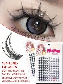 100pcs Cartoon False Eyelashes, Lightweight European And American Segmented Thick Sunlight Big Eyes Eyelashes, Natural Cartoon Eyelashes DIY - C - View 1
