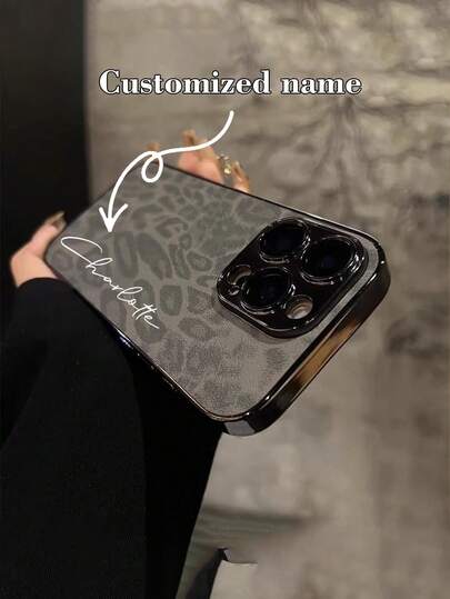 Personalized Customization Luxury Leopard Texture Leather Case For IPhone 17 16 15 14 13 12 Pro Max 15 16 Plus 11 Lens Protection Shockproof Soft Cover Capa
