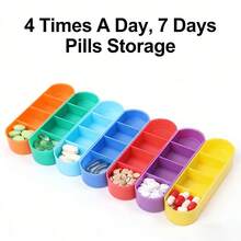 7-Day Pill Organizer With 4 Compartments Per Day, Faux Leather Case - Multicolor - View 8