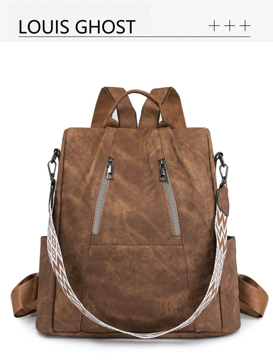 High-Quality Leather Women's Backpack, Classic Female Student Bookbag, Travel Rucksack, Large Capacity