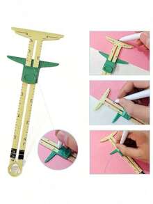 1/2件装 5合1缝纫尺，塑料滑动测量工具，适用于缝纫、测量和绗缝，理想的母亲节礼物，家用缝纫和手工用品 - 彩色 - 查看 3