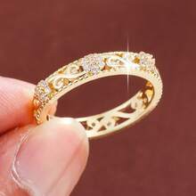 1枚优雅花卉设计立方氧化锆镶嵌女式戒指 - 彩色 - 查看 10