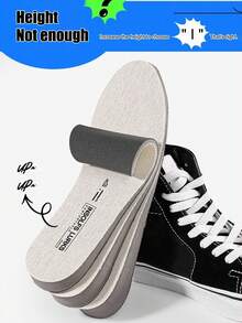 1 paire de semelles intérieures en canevas beige à 3 couches pour augmenter discrètement la taille, inserts doux et confortables pour hommes et femmes - Beige 2,5 cm - Voir 3
