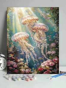 海洋幻想水母 DIY 數字油畫套裝 40x50cm/16x20in 成人手繪著色畫布 家居裝飾 節日禮物 - 40*50厘米 - 查看 1